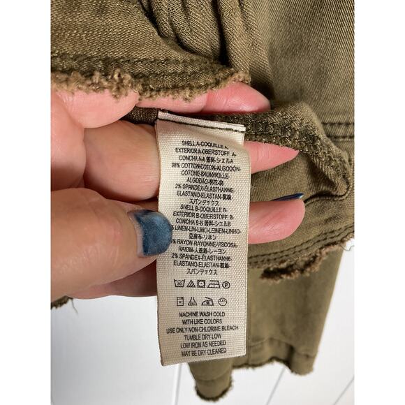 Free People Women's Olive Peplum Military Style Jacket Size XS‎ - Picture 9 of 9